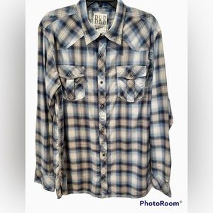BKE Vintage ‘67 Shirt Mens Size 2 XL Button down plaid Buckle